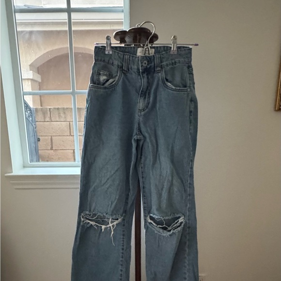 Cotton On Denim - Cotton On Women's Straight Leg Distressed Blue Jeans